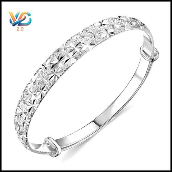 Jewelry - Sterling Silver Adjustable Bangle Bracelet Minimalist Stackable Jewelry
